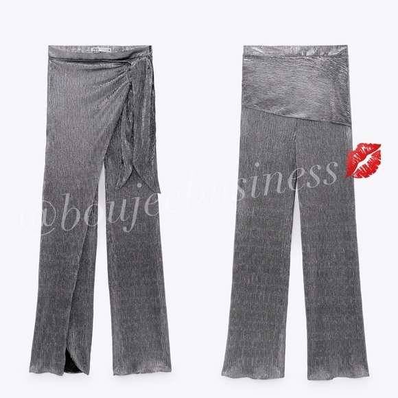ZARA Sparkly Wrap Front Pants - Picture 1 of 6